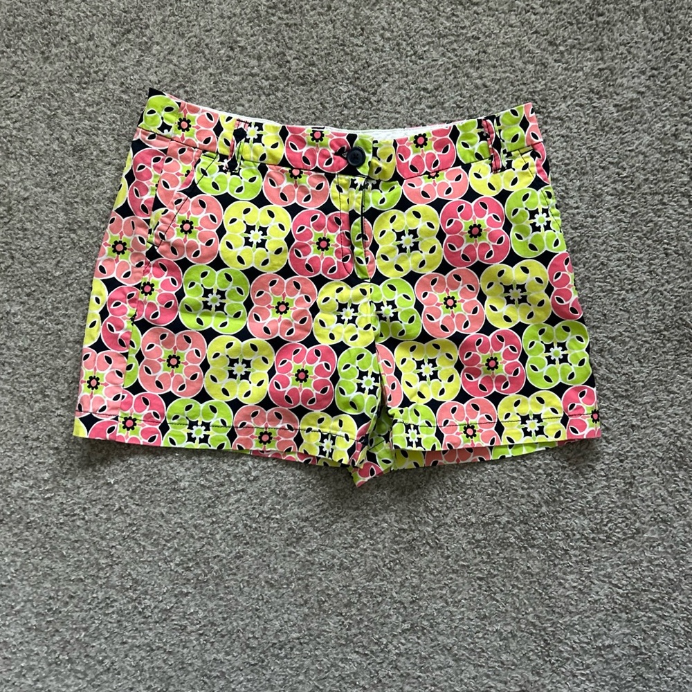 Crown & Ivy Pink and Green Bermuda Shorts Vibrant Design